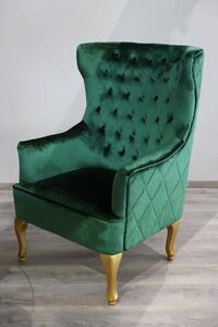 Smaragdově zelené elegantní křeslo ušák 114cm