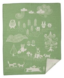 Bavlněná dětská deka Little Bear green 70x90, Klippan Švédsko Zelená