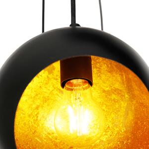 Závěsná lampa černá se zlatým vnitřním 7 světly - Crooked Cluster