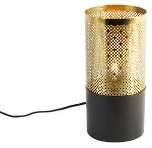 Industriální stolní lampa černá se zlatou - Raspi