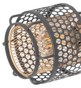 Designové stropní svítidlo černé se zlatým 4-světlem - Noud