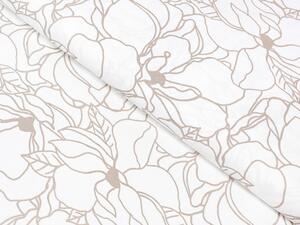 Bavlněná látka/plátno Sandra SA-268 Béžové designové květiny na bílém - šířka 145 cm