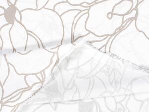 Bavlněná látka/plátno Sandra SA-268 Béžové designové květiny na bílém - šířka 145 cm