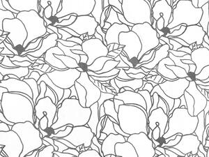 Bavlněná látka/plátno Sandra SA-271 Šedé designové květiny na bílém - šířka 145 cm