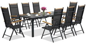 Verona polywood hliníkový zahradní nábytek s velkým stolem Wood pro 8 osob Garden Point černý