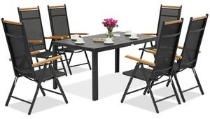 Verona Wood polywood hliníkový zahradní nábytek pro 6 osob Garden Point černý