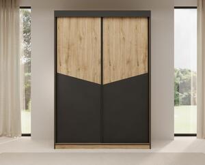 Šatní skříň s posuvnými dveřmi Atson 150 cm - dub/černá