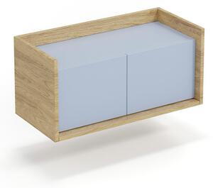 HALMAR Nízká skříňka MOBIUS 2D přírodní ořech/nebesky modrá