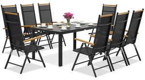 Hliníkový zahradní nábytek z polywoodového dřeva Verona Wood pro 8 osob Garden Point černý