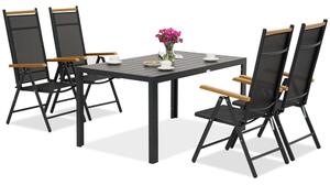 Hliníkový zahradní nábytek z polywoodového dřeva 4 pro Verona Wood osob Garden Point černý
