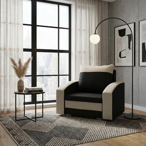 1-místné křeslo s funkcí spaní JAN Černá/krémová