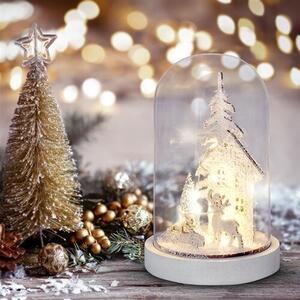 Solight LED vánoční Zasněžený domek, bílá, 18cm, 10x LED, 2x AA