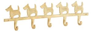 Zlatý kovový věšák na kabáty s pejsky Dogs – 57*16*4 cm - J-Line by Jolipa