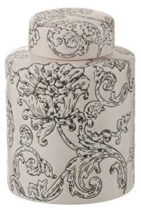 Bílo-černá porcelánová dóza s víkem a květy Zen Ball – 13*13*19 cm - J-Line by Jolipa