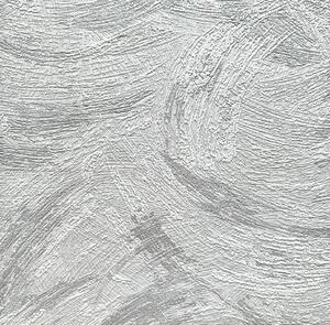 Vliesové tapety na zeď IMPOL 3780-03, rozměr 10,05 m x 0,53 m, stěrka bílo-stříbrná na světle šedém podkladu, IMPOL TRADE