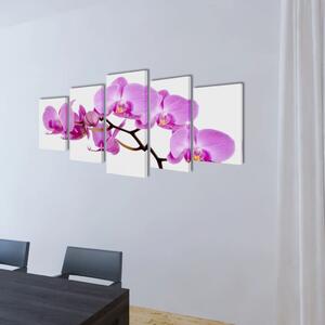 Sada obrazů, tisk na plátně, orchidej, 200 x 100 cm