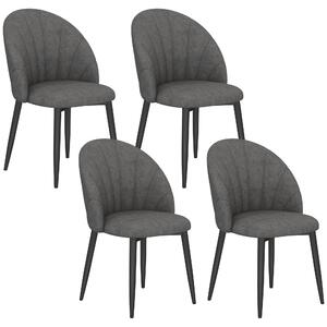 HOMCOM sada 4 židlí v sametovém vzhledu – polstrované ergonomické opěradlo, ocelové nohy | Aosom