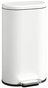 HOMCOM 30 l odpadkový koš se šlapkou – tiché dovírání, pojistka otevření, vyjímatelná nádoba, krémově bílý, 36,5 x 31 x 61 cm | Aosom