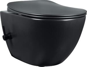 Aplomo Peonia Black rimless WC závěsné s bidetovou funkcí, směšovací baterie