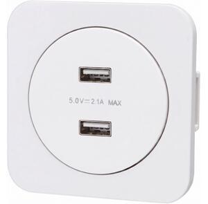 Aigostar - USB napájecí zásuvka s rámečkem 2x USB-A bílá