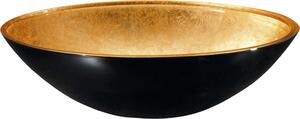SAPHO MURANO BLACK-GOLD skleněné retro umyvadlo na desku, průměr 40cm, černá/zlatá AL5318-77