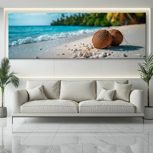 Obraz na plátně - Tam kde kokosy padají z palmy FeelHappy.cz Velikost obrazu: 120 x 40 cm