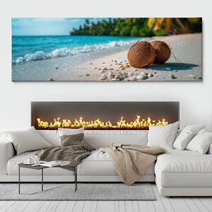 Obraz na plátně - Tam kde kokosy padají z palmy FeelHappy.cz Velikost obrazu: 120 x 40 cm