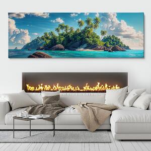 Obraz na plátně - Palmový tropický ostrov FeelHappy.cz Velikost obrazu: 120 x 40 cm
