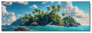 Obraz na plátně - Palmový tropický ostrov FeelHappy.cz Velikost obrazu: 240 x 80 cm