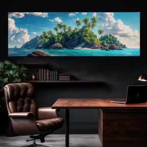 Obraz na plátně - Palmový tropický ostrov FeelHappy.cz Velikost obrazu: 120 x 40 cm