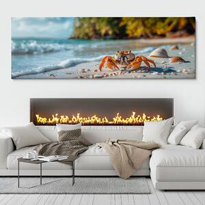 Obraz na plátně - Krab na opuštěné pláži FeelHappy.cz Velikost obrazu: 120 x 40 cm