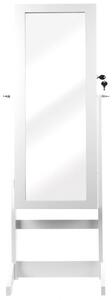 Bílá šperkovnice se zrcadlem 119,5 x 35 x 8,7 cm