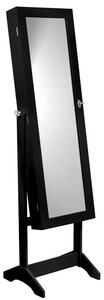 Černá šperkovnice se zrcadlem 41,5 x 36,5 x 147 cm