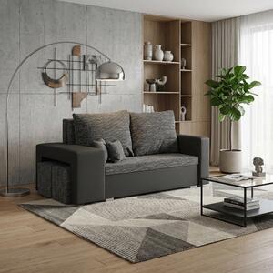 Rozkládací pohovka MILAN 2 + 2 taburety Šedá/černá