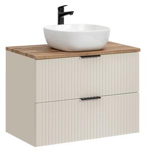 Comad Závěsná skříňka Adele Cashmere Smile s deskou a umyvadlem 80 cm kašmír/dub wotan