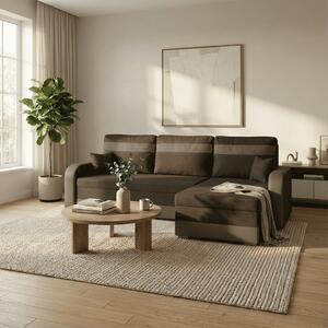 Rohová sedací souprava s funkcí spaní KONRAD Hnědá/bronzová