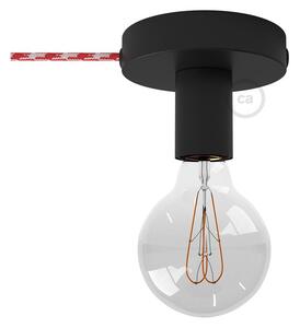 Creative cables Spostaluce, černý kovový zdroj světla s textilním kabelem a bočními otvory Barva kabelu: Bílo-červená - RP09