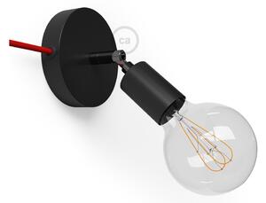 Creative cables Spostaluce metallo 90°, černý nastavitelný zdroj světla s textilním kabelem a bočními otvory Barva kabelu: Bílo-černá - RP04