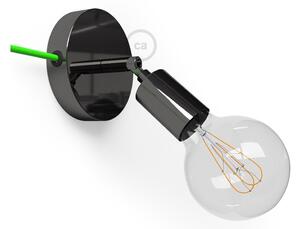 Creative cables Spostaluce metallo 90°, černý perleťový nastavitelný zdroj světla s textilním kabelem a bočními otvory Barva kabelu: Neonově zelená - RF06