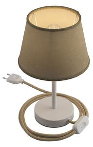 Creative cables Alzaluce se stínidlem Impero, kovová stolní lampa se zástrčkou, kabelem a vypínačem Velikost: 25 cm, Barva: Matná černá-černá Cinette