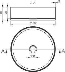 SAPHO AURUM nerezové retro umyvadlo na desku, průměr 38 cm, včetně výpusti, měď mat AU301
