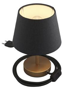 Creative cables Alzaluce se stínidlem Impero, kovová stolní lampa se zástrčkou, kabelem a vypínačem Velikost: 10 cm, Barva: Broušený bronz-antracit