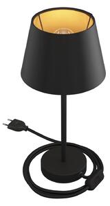 Creative cables Alzaluce se stínidlem Impero, kovová stolní lampa se zástrčkou, kabelem a vypínačem Velikost: 25 cm, Barva: Matná bílá-juta