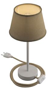 Creative cables Alzaluce se stínidlem Impero, kovová stolní lampa se zástrčkou, kabelem a vypínačem Velikost: 20 cm, Barva: Broušený bronz-antracit