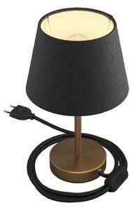 Creative cables Alzaluce se stínidlem Impero, kovová stolní lampa se zástrčkou, kabelem a vypínačem Velikost: 15 cm, Barva: Broušený bronz-antracit