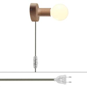 Creative cables Spostaluce, nástěnná dřevěná lampa s vypínačem a zástrčkou Barva: Neutrální-Rd72