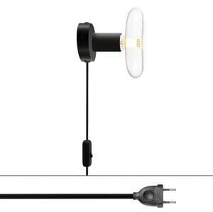 Creative cables Spostaluce, nástěnná kovová lampa s vypínačem a zástrčkou Barva: Černá