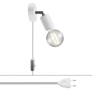 Creative cables Spostaluce, nástěnná kovová lampa s nastavitelným kovovým kloubem, vypínačem a zástrčkou Barva: Matný chrom