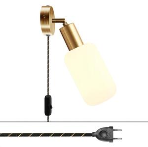 Creative cables Spostaluce, nástěnná kovová lampa s nastavitelným kovovým kloubem, vypínačem a zástrčkou Barva: Matný bronz