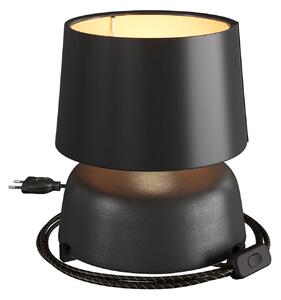 Creative cables Keramická stolní lampa coppa se stínidlem Athena, s textilním kabelem, vypínačem a dvoupólovou zástrčkou Barva: Tabulová černá-černá